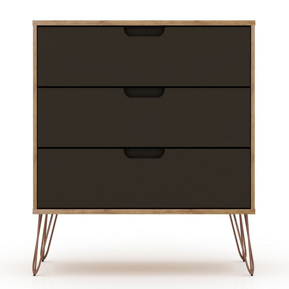 Rockefeller 3-Drawer Nature and Textured Grey Dresser (Set of 2) MHC-2-103GMC7