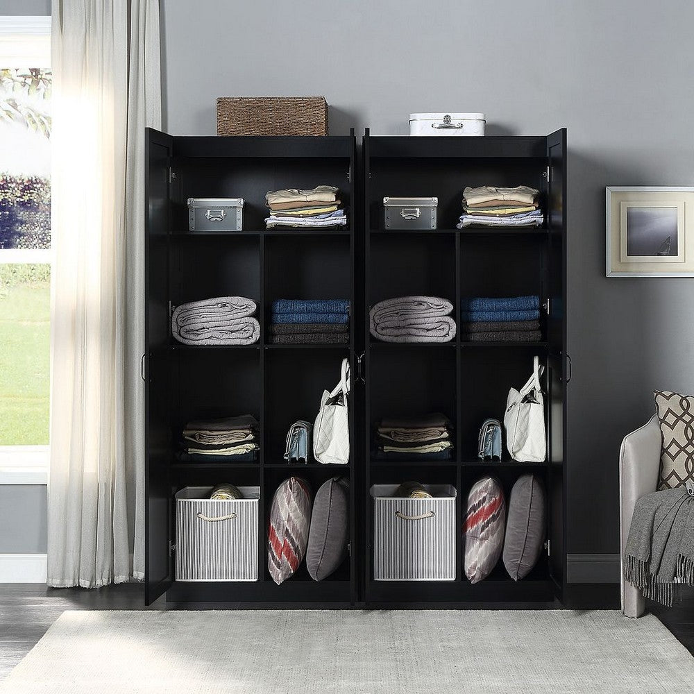 Hopkins Modern Freestanding Storage Closet with 7 Shelves in Black (Set of 2) MHC-2-2GLF-BK