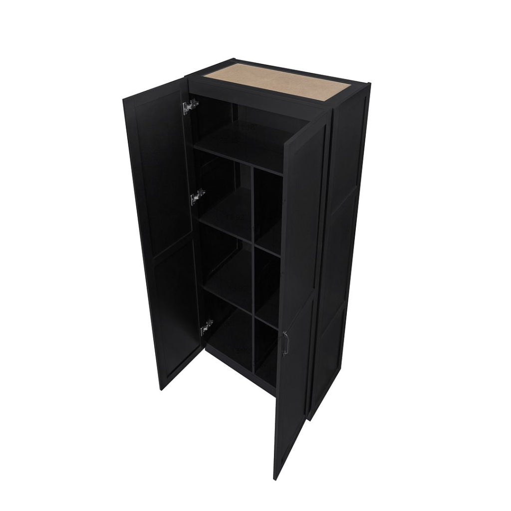 Hopkins Modern Freestanding Storage Closet with 7 Shelves in Black (Set of 2) MHC-2-2GLF-BK