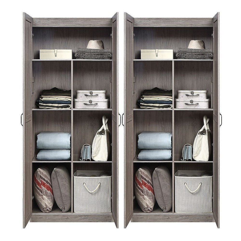 Hopkins Modern Freestanding Storage Closet with 7 Shelves in Grey (Set of 2) MHC-2-2GLF-GY