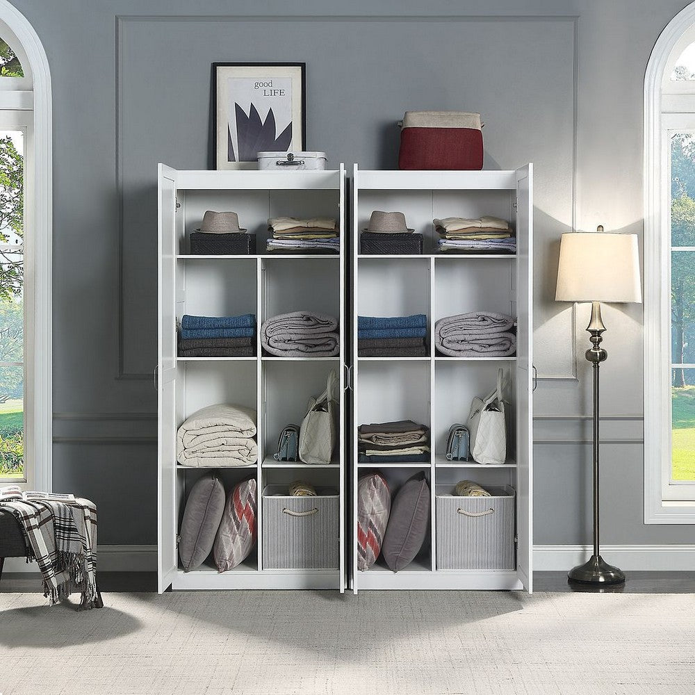 Hopkins Modern Freestanding Storage Closet with 7 Shelves in White (Set of 2) MHC-2-2GLF-WH