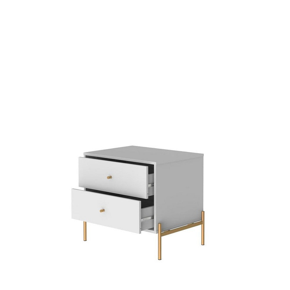 Jasper Full Extension Drawer Nightstand in White Gloss (Set of 2) MHC-2-51351