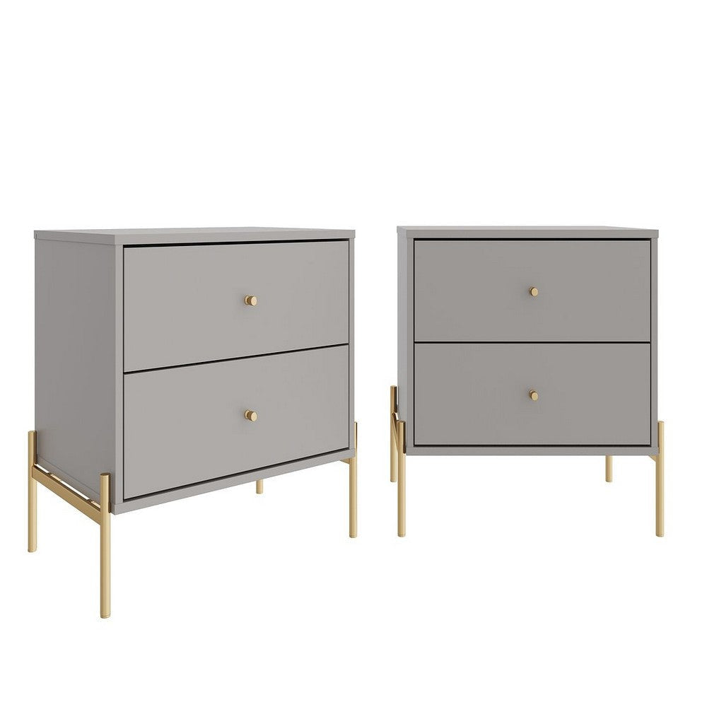 Jasper Full Extension Drawer Nightstand in Grey (Set of 2)