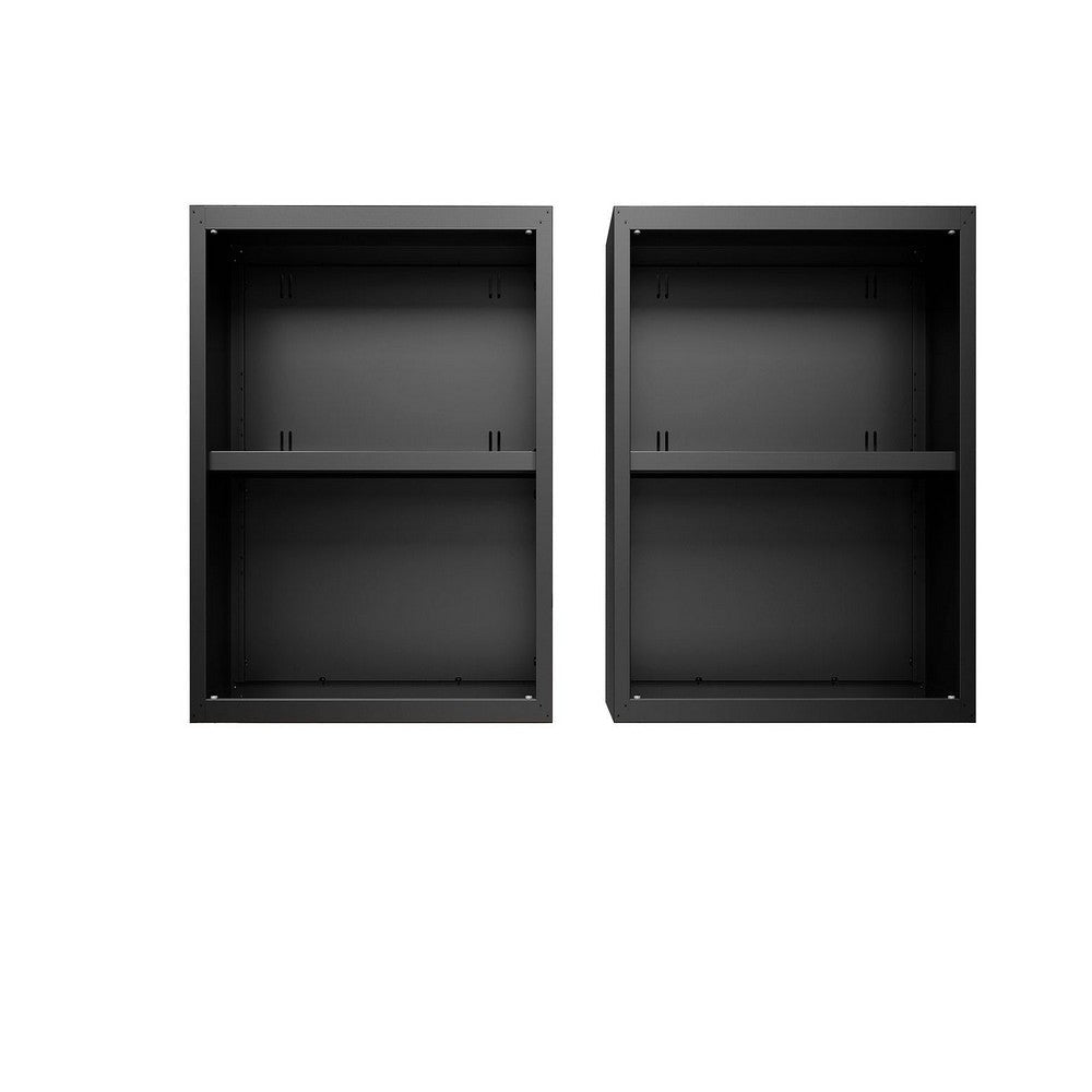 Fortress 30’’ Floating Textured Metal Garage Cabinet with Adjustable Shelves in Charcoal Grey - Set of 2 MHC-2-5GMC-CH