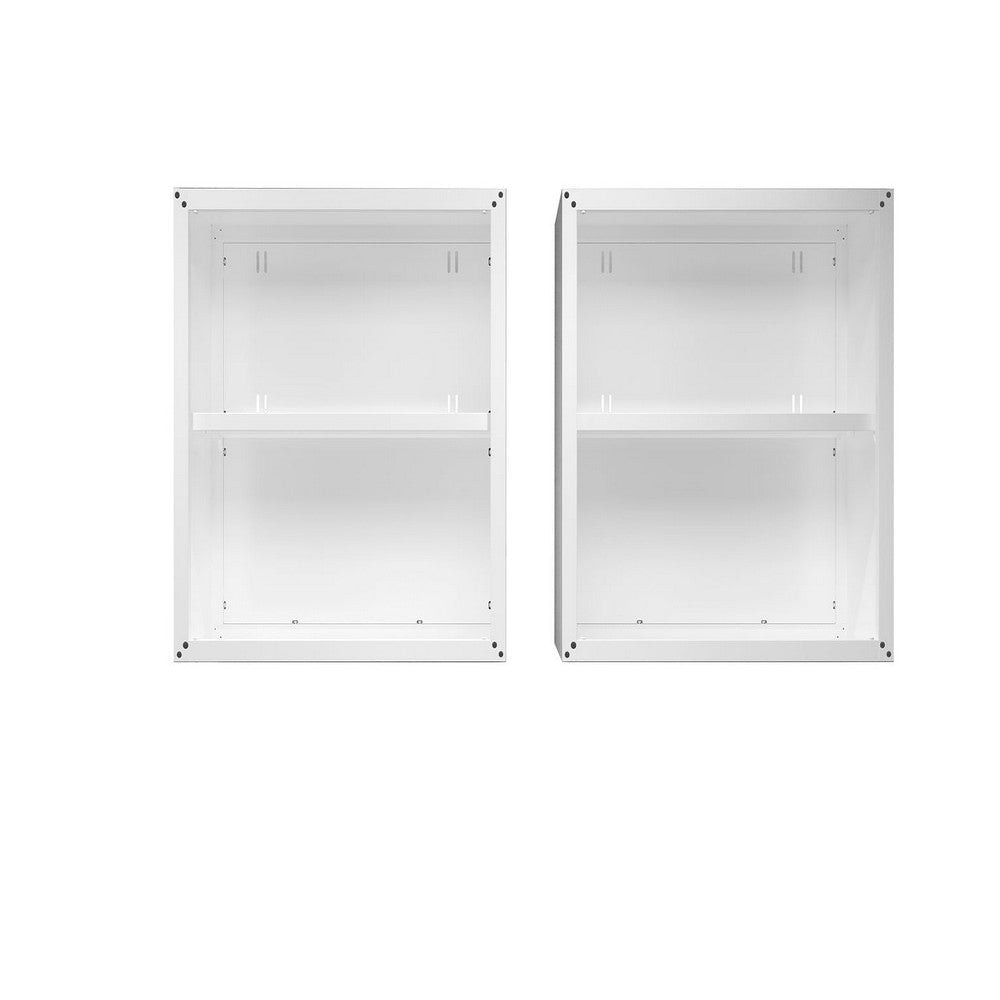 Fortress 30’’ Floating Textured Metal Garage Cabinet with Adjustable Shelves in White - Set of 2 MHC-2-5GMC-WH