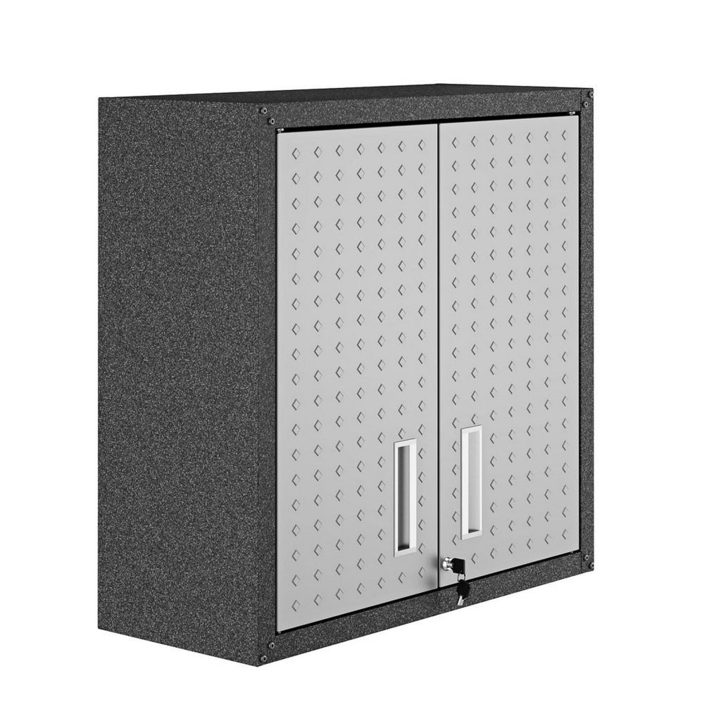 Fortress 30’’ Floating Textured Metal Garage Cabinet with Adjustable Shelves in Grey - Set of 2 MHC-2-5GMC