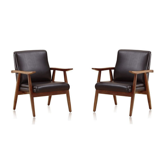 ArchDuke Black and Amber Faux Leather Accent Chair (Set of 2)