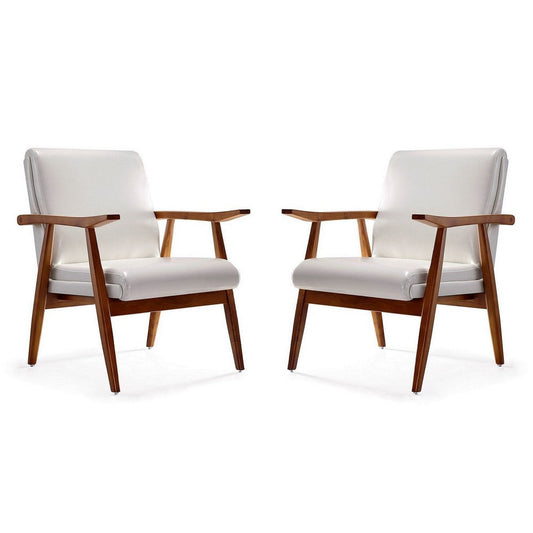 ArchDuke White and Amber Faux Leather Accent Chair (Set of 2)