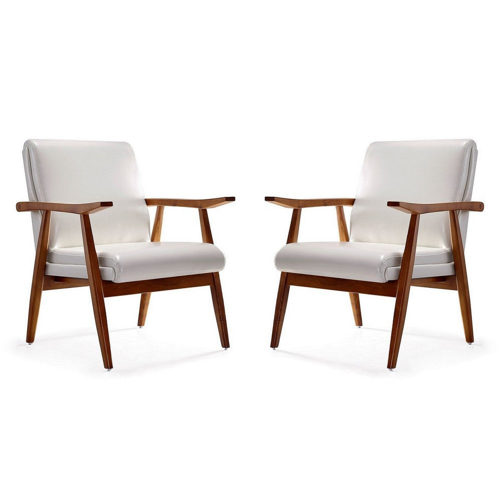 ArchDuke White and Amber Faux Leather Accent Chair (Set of 2)