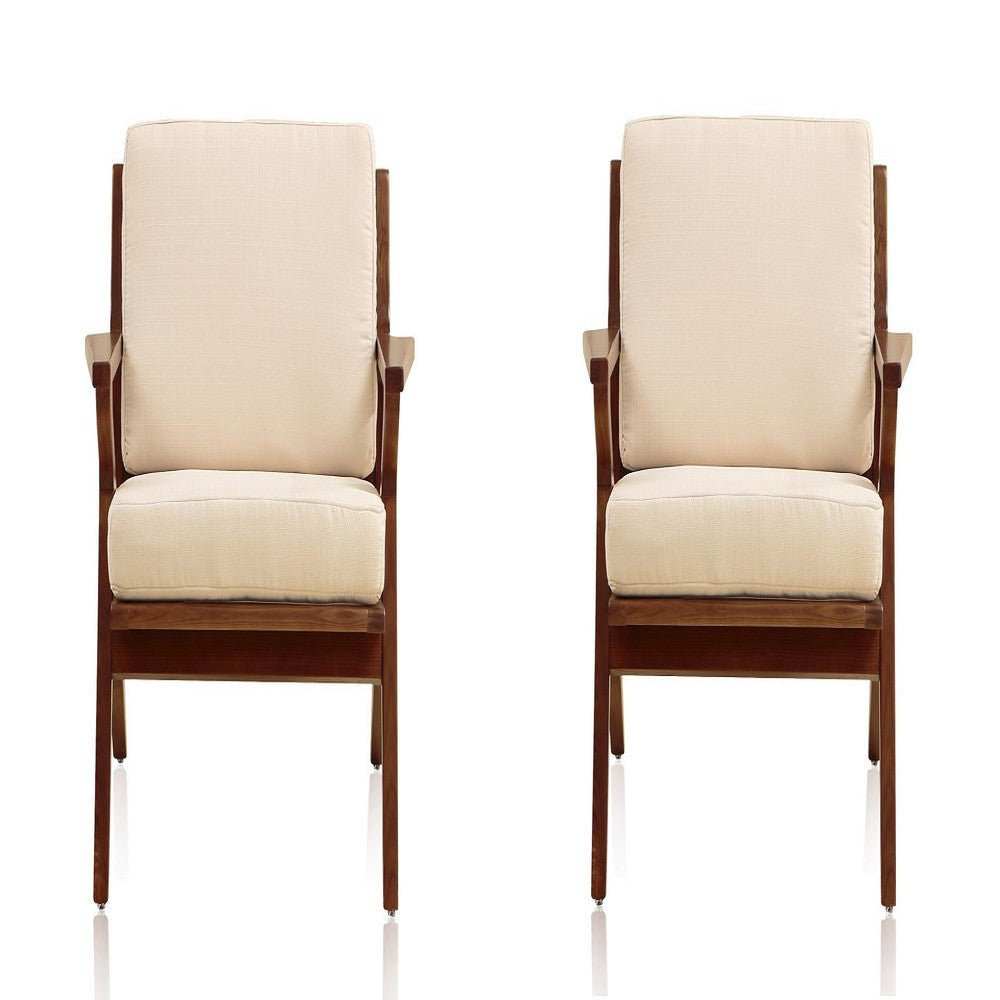 Martelle Cream and Amber Twill Weave Accent Chair (Set of 2)
