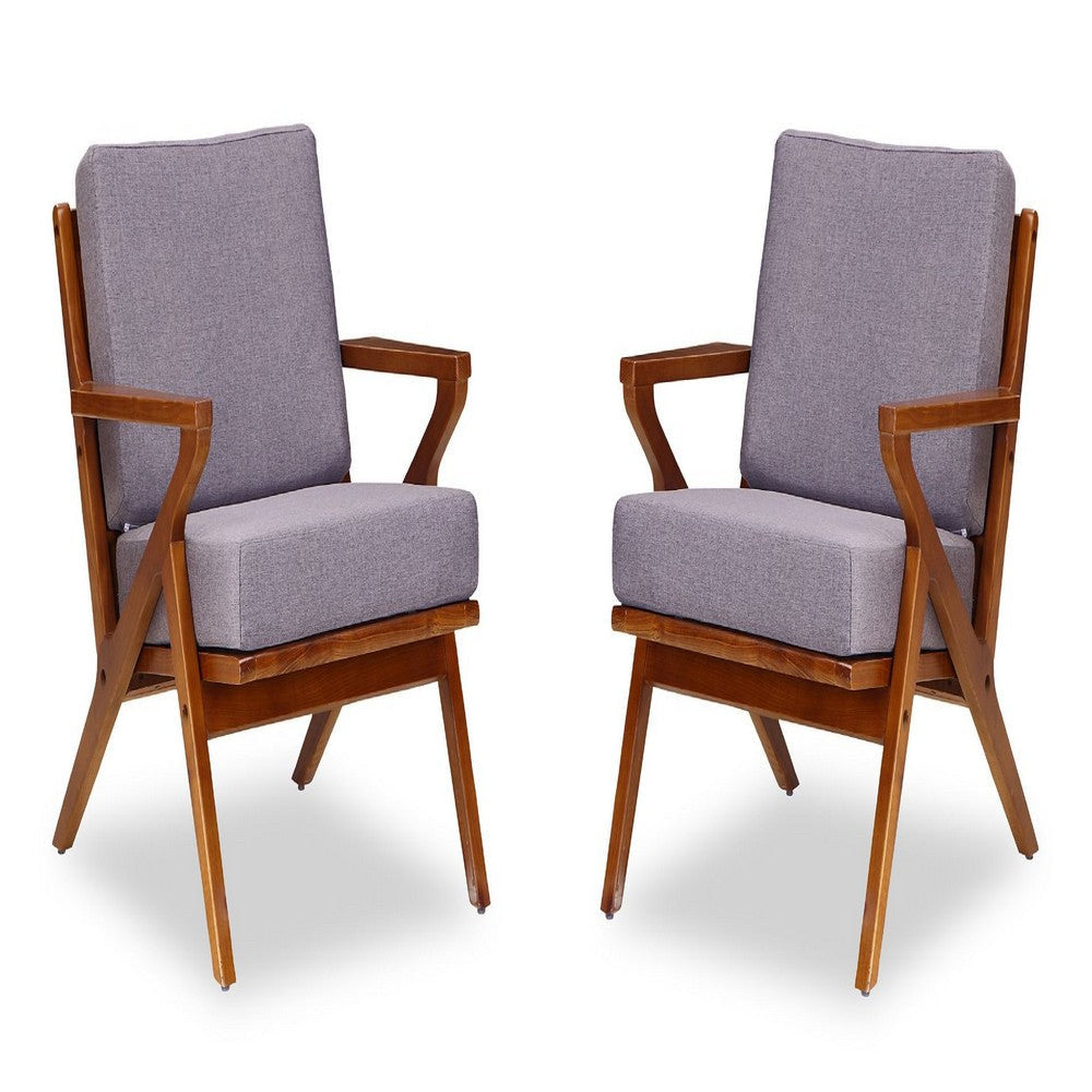 Martelle Grey and Amber Twill Weave Accent Chair (Set of 2)