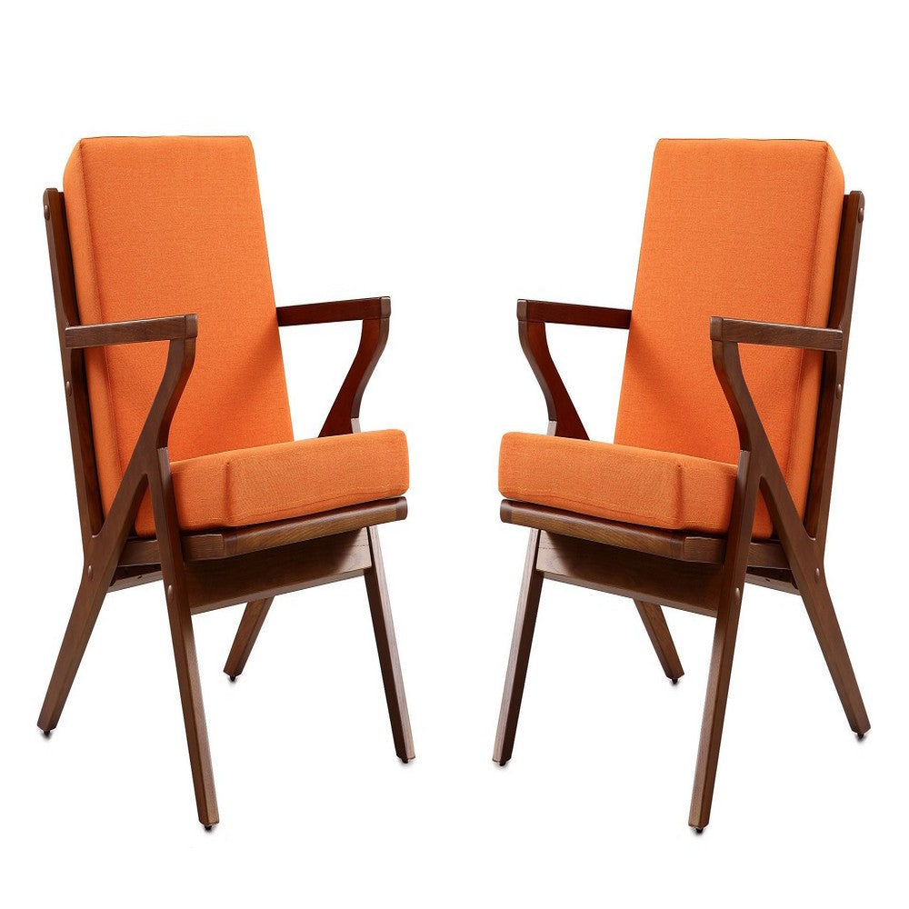 Martelle Orange and Amber Twill Weave Accent Chair (Set of 2)