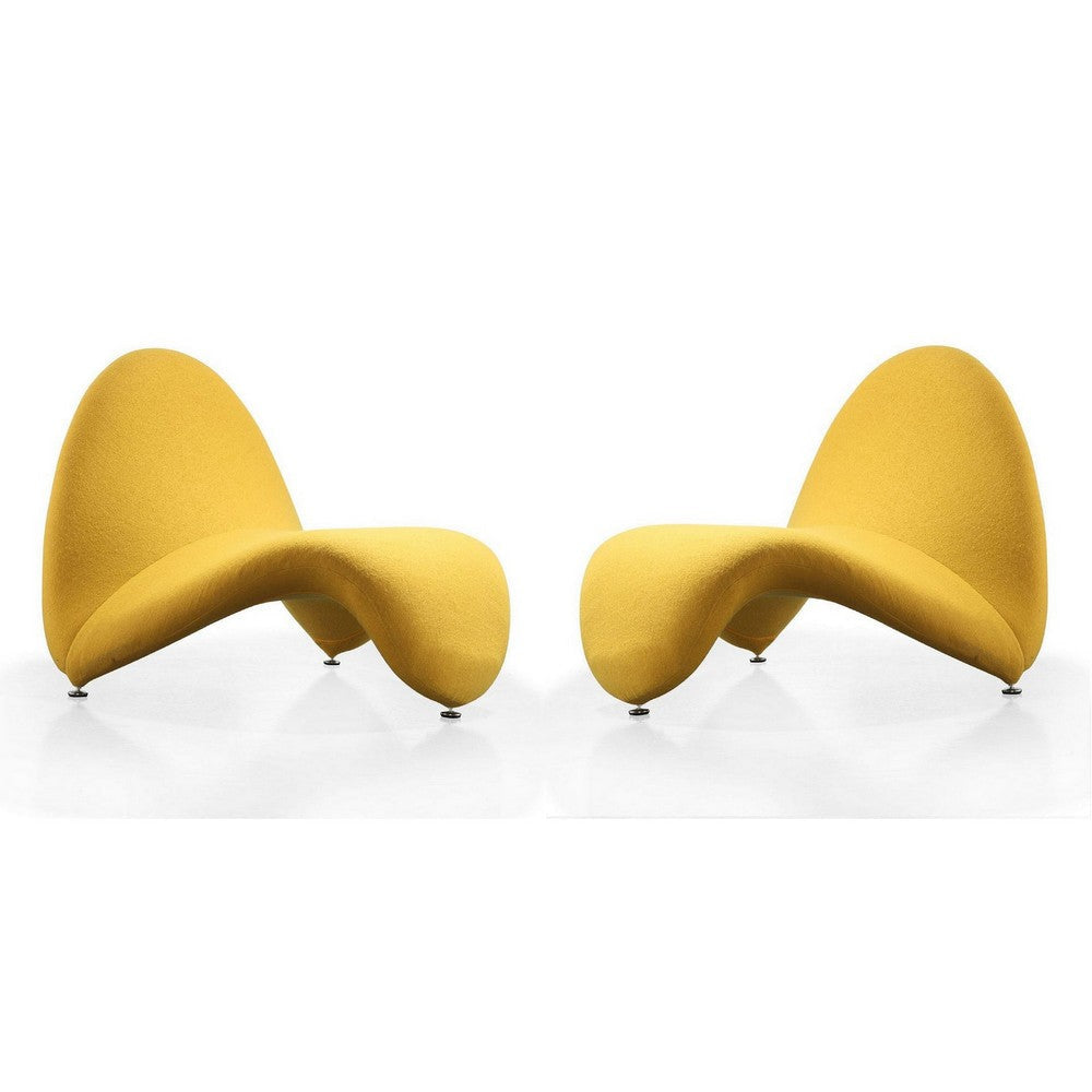 MoMa Yellow Wool Blend Accent Chair (Set of 2)