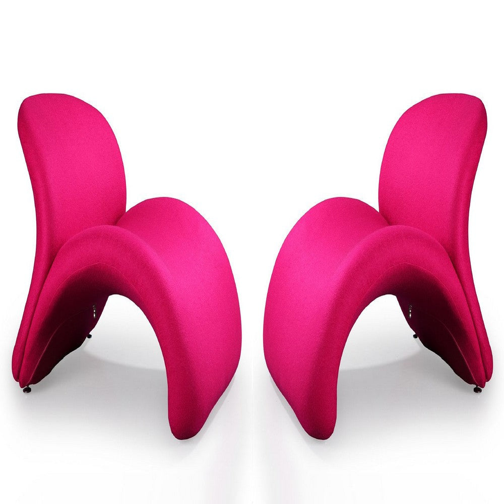 Rosebud Fuchsia Wool Blend Accent Chair (Set of 2)