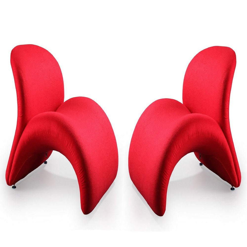 Rosebud Red Wool Blend Accent Chair (Set of 2)