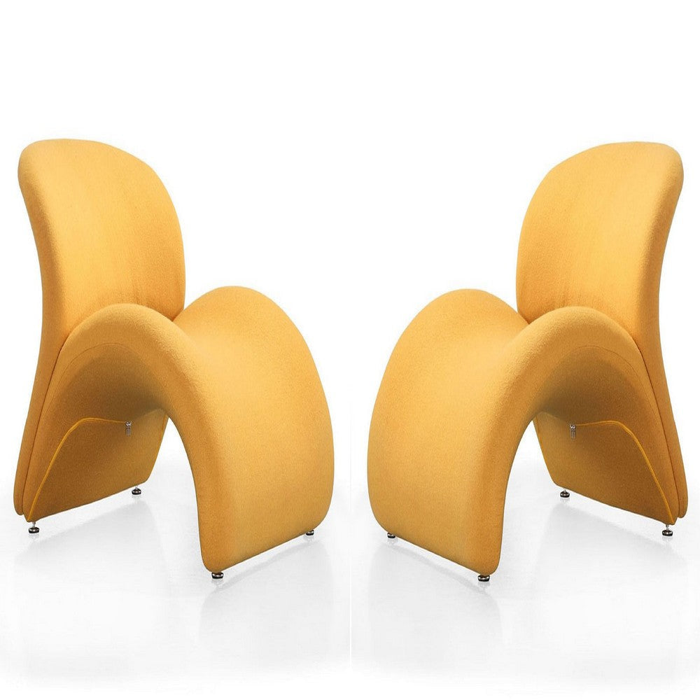 Rosebud Yellow Wool Blend Accent Chair (Set of 2)