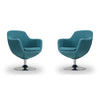Caisson Blue and Polished Chrome Twill Swivel Accent Chair (Set of 2)