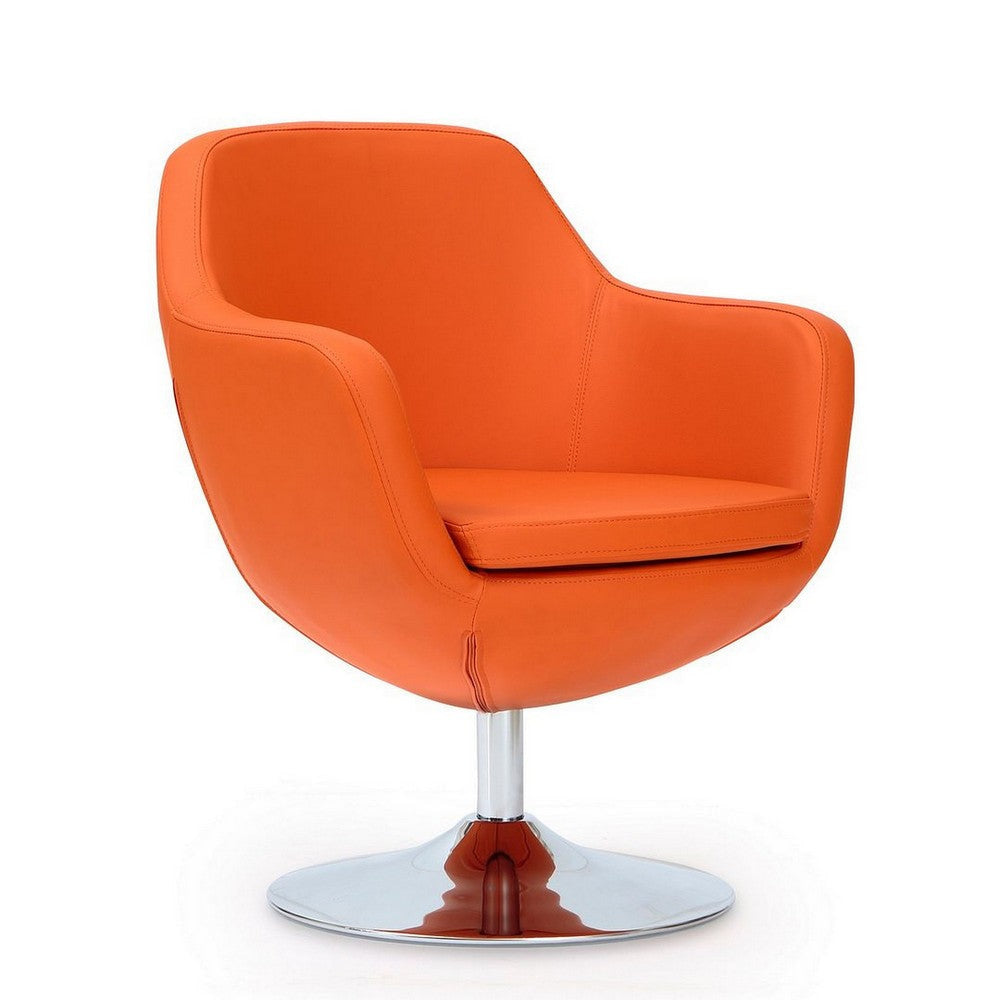 Caisson Orange and Polished Chrome Faux Leather Swivel Accent Chair (Set of 2) MHC-2-AC028-OR