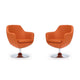 Caisson Orange and Polished Chrome Faux Leather Swivel Accent Chair (Set of 2)