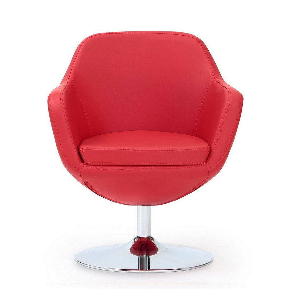 Caisson Red and Polished Chrome Faux Leather Swivel Accent Chair (Set of 2) MHC-2-AC028-RD