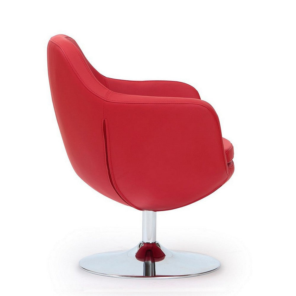Caisson Red and Polished Chrome Faux Leather Swivel Accent Chair (Set of 2) MHC-2-AC028-RD