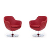 Caisson Red and Polished Chrome Faux Leather Swivel Accent Chair (Set of 2)