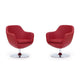 Caisson Red and Polished Chrome Faux Leather Swivel Accent Chair (Set of 2)