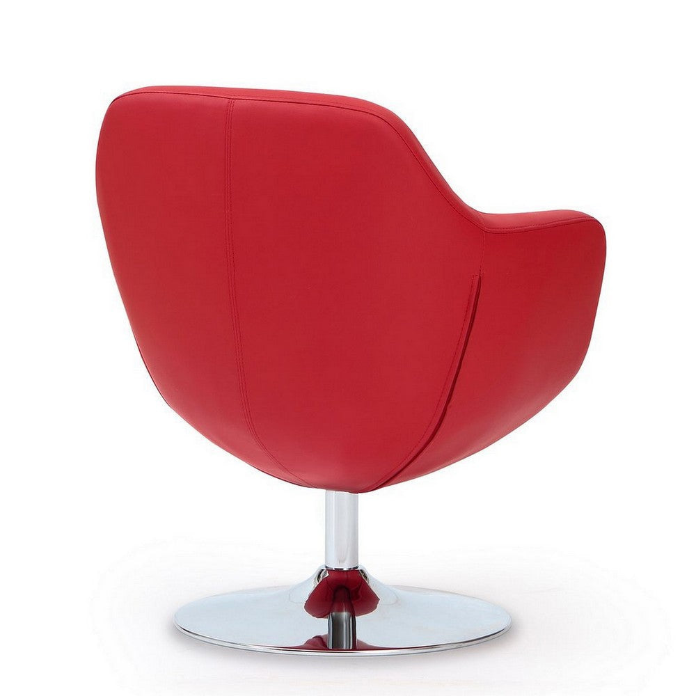 Caisson Red and Polished Chrome Faux Leather Swivel Accent Chair (Set of 2) MHC-2-AC028-RD