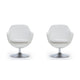 Caisson White and Polished Chrome Faux Leather Swivel Accent Chair (Set of 2)