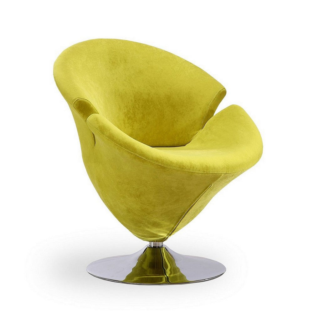 Tulip Green and Polished Chrome Velvet Swivel Accent Chair (Set of 2) MHC-2-AC029-GR