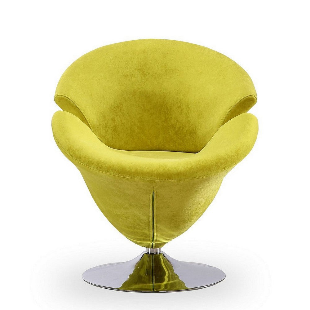 Tulip Green and Polished Chrome Velvet Swivel Accent Chair (Set of 2) MHC-2-AC029-GR