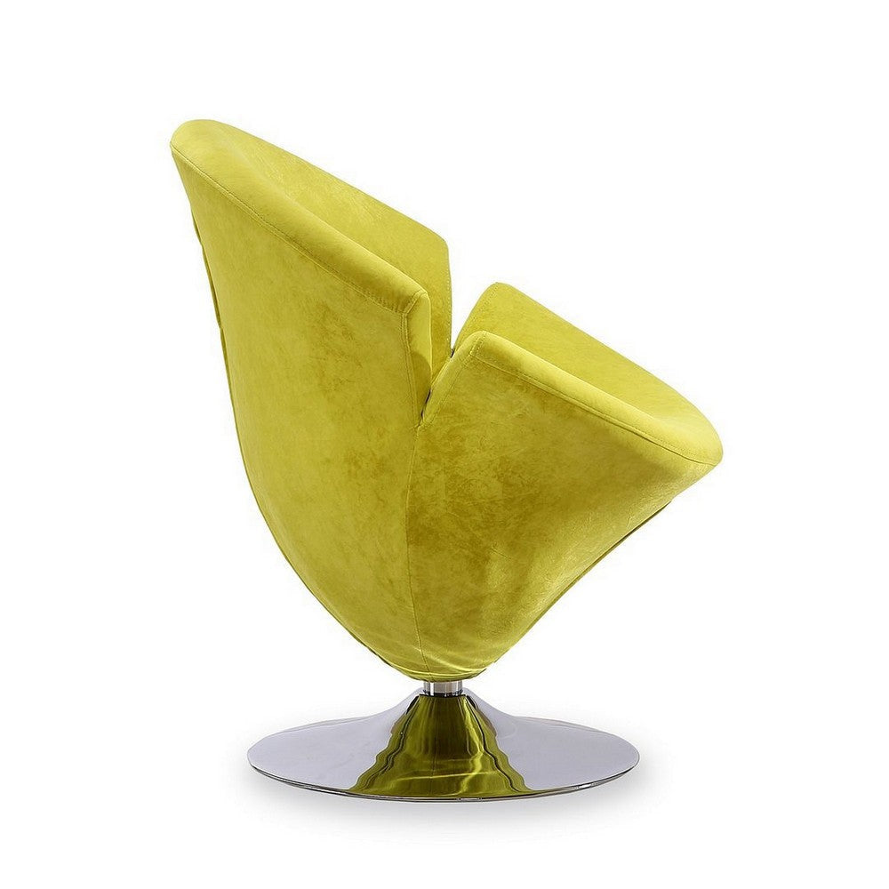 Tulip Green and Polished Chrome Velvet Swivel Accent Chair (Set of 2) MHC-2-AC029-GR