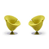 Tulip Green and Polished Chrome Velvet Swivel Accent Chair (Set of 2)