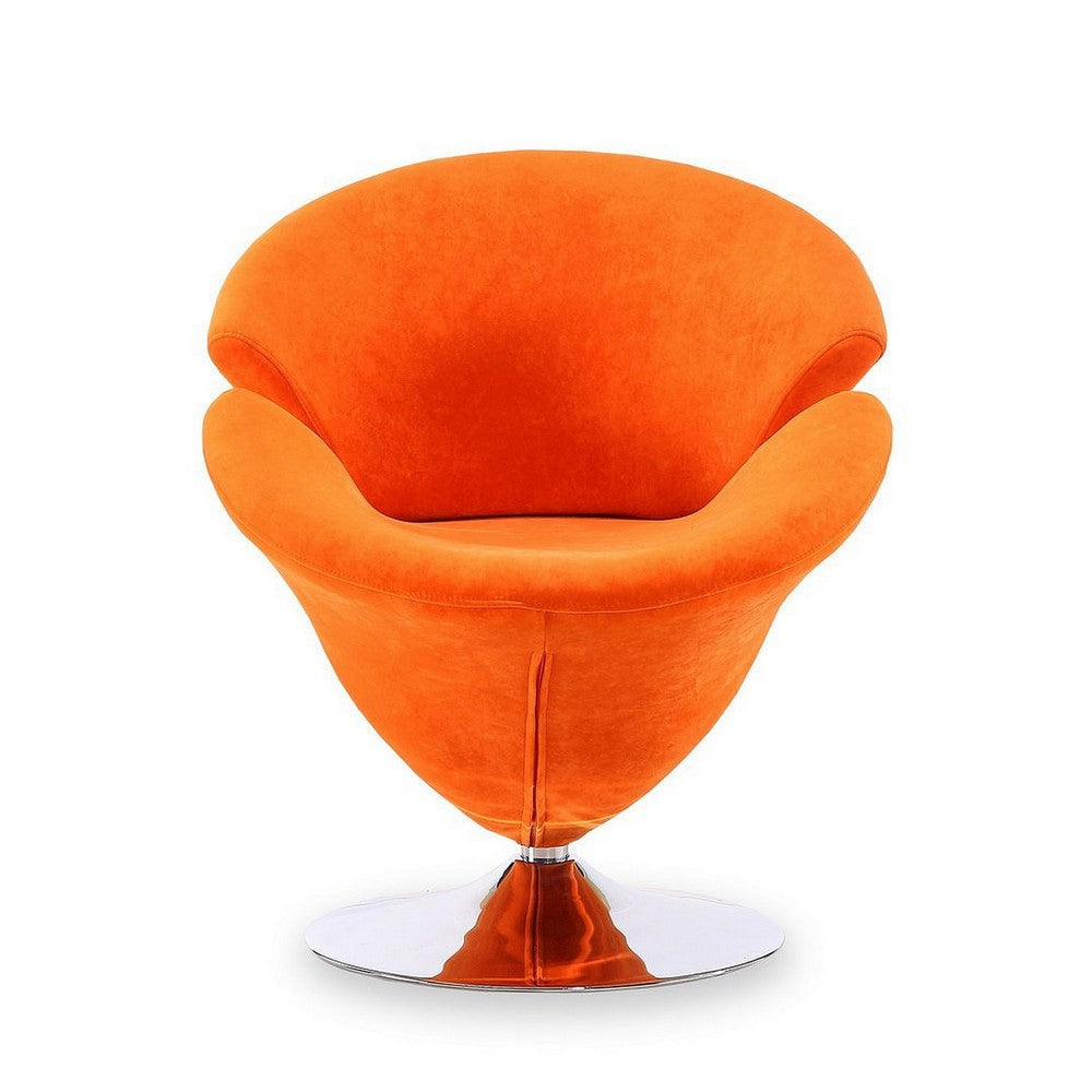 Tulip Orange and Polished Chrome Velvet Swivel Accent Chair (Set of 2) MHC-2-AC029-OR