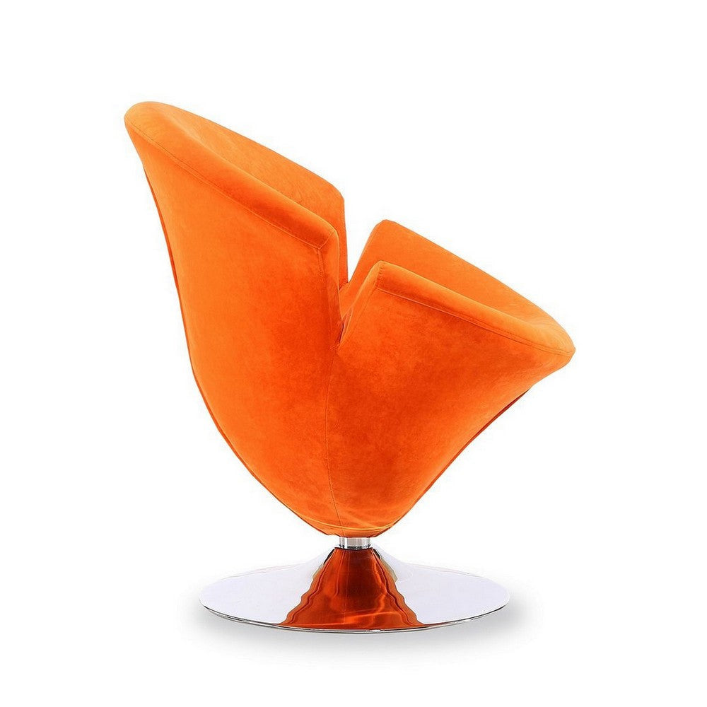 Tulip Orange and Polished Chrome Velvet Swivel Accent Chair (Set of 2) MHC-2-AC029-OR
