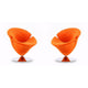 Tulip Orange and Polished Chrome Velvet Swivel Accent Chair (Set of 2)