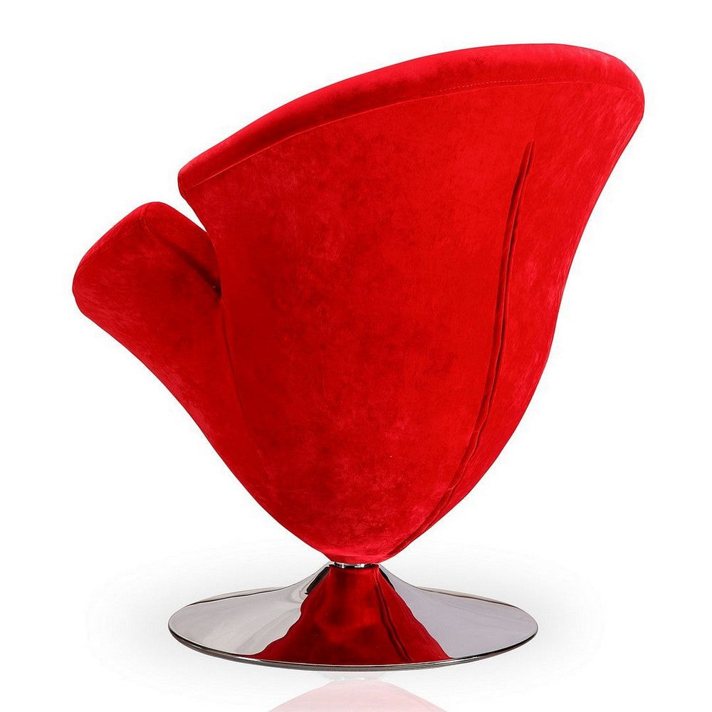 Tulip Red and Polished Chrome Velvet Swivel Accent Chair (Set of 2) MHC-2-AC029-RD