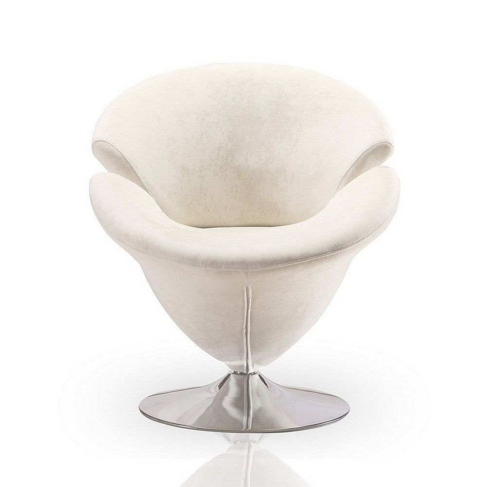Tulip White and Polished Chrome Velvet Swivel Accent Chair (Set of 2) MHC-2-AC029-WH