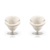 Tulip White and Polished Chrome Velvet Swivel Accent Chair (Set of 2)
