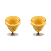 Tulip Yellow and Polished Chrome Velvet Swivel Accent Chair (Set of 2)