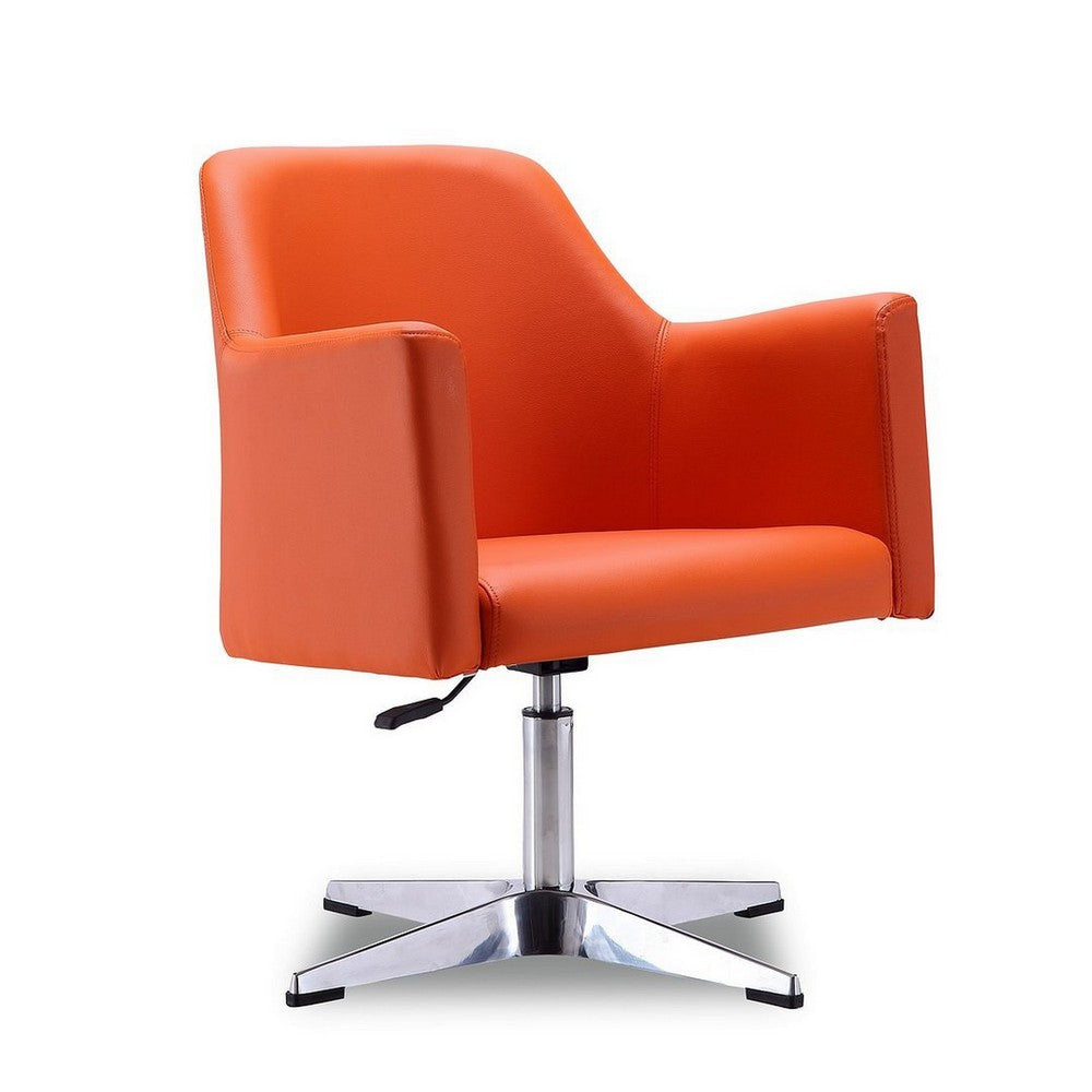 Pelo Orange and Polished Chrome Faux Leather Adjustable Height Swivel Accent Chair (Set of 2) MHC-2-AC030-OR