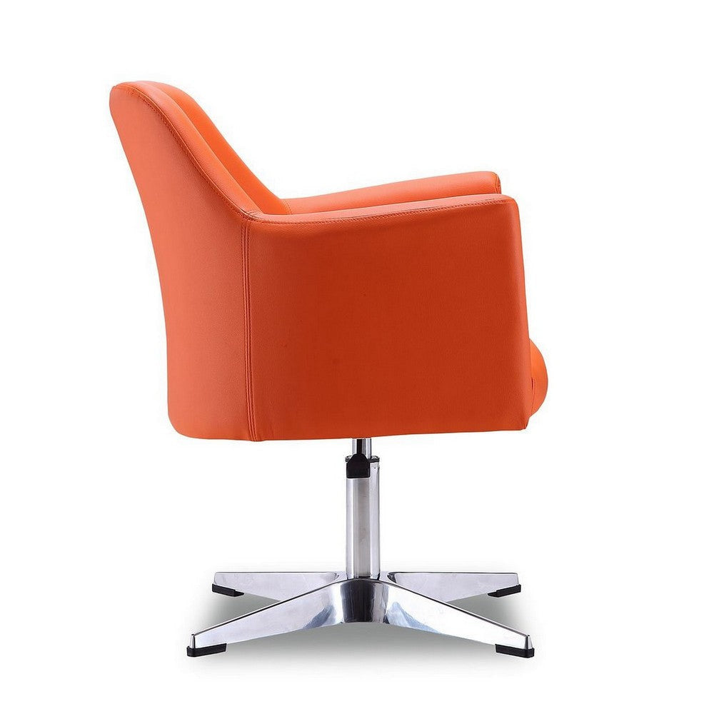 Pelo Orange and Polished Chrome Faux Leather Adjustable Height Swivel Accent Chair (Set of 2) MHC-2-AC030-OR