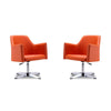 Pelo Orange and Polished Chrome Faux Leather Adjustable Height Swivel Accent Chair (Set of 2)