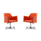 Pelo Orange and Polished Chrome Faux Leather Adjustable Height Swivel Accent Chair (Set of 2)