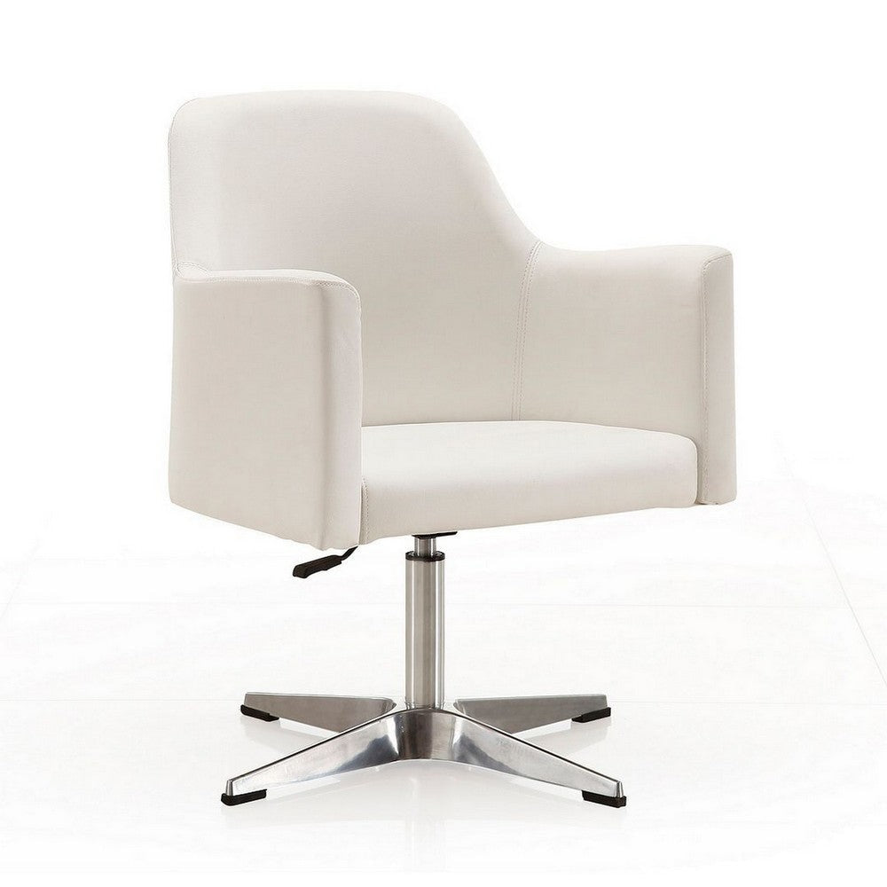 Pelo White and Polished Chrome Faux Leather Adjustable Height Swivel Accent Chair (Set of 2) MHC-2-AC030-WH
