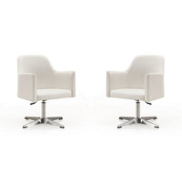 Pelo White and Polished Chrome Faux Leather Adjustable Height Swivel Accent Chair (Set of 2)