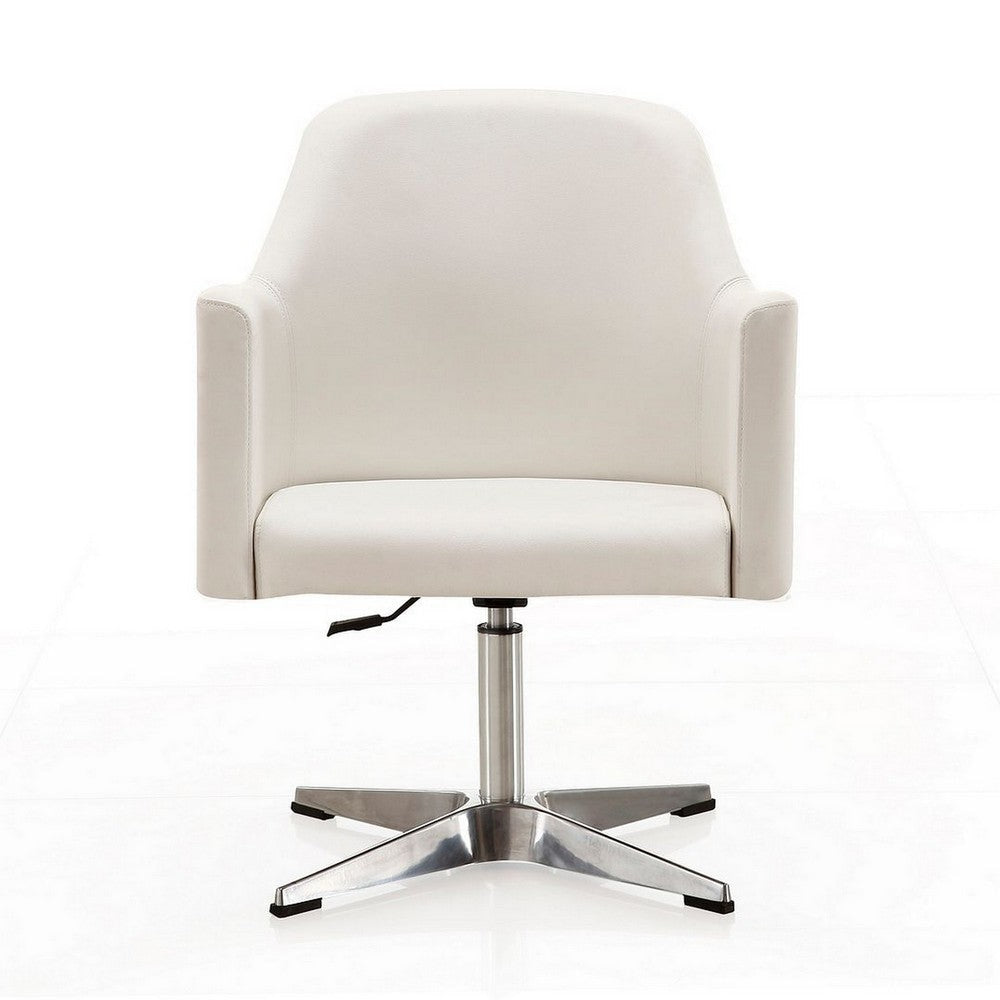 Pelo White and Polished Chrome Faux Leather Adjustable Height Swivel Accent Chair (Set of 2) MHC-2-AC030-WH