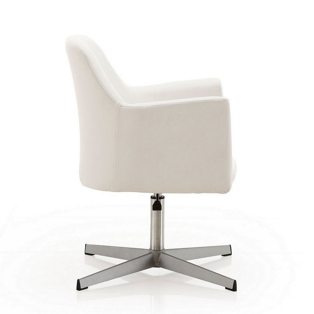 Pelo White and Polished Chrome Faux Leather Adjustable Height Swivel Accent Chair (Set of 2) MHC-2-AC030-WH