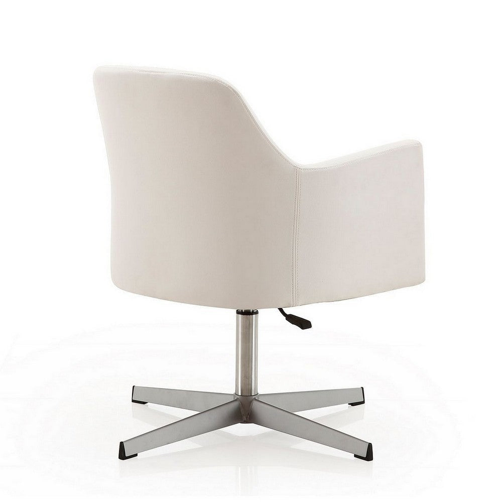 Pelo White and Polished Chrome Faux Leather Adjustable Height Swivel Accent Chair (Set of 2) MHC-2-AC030-WH