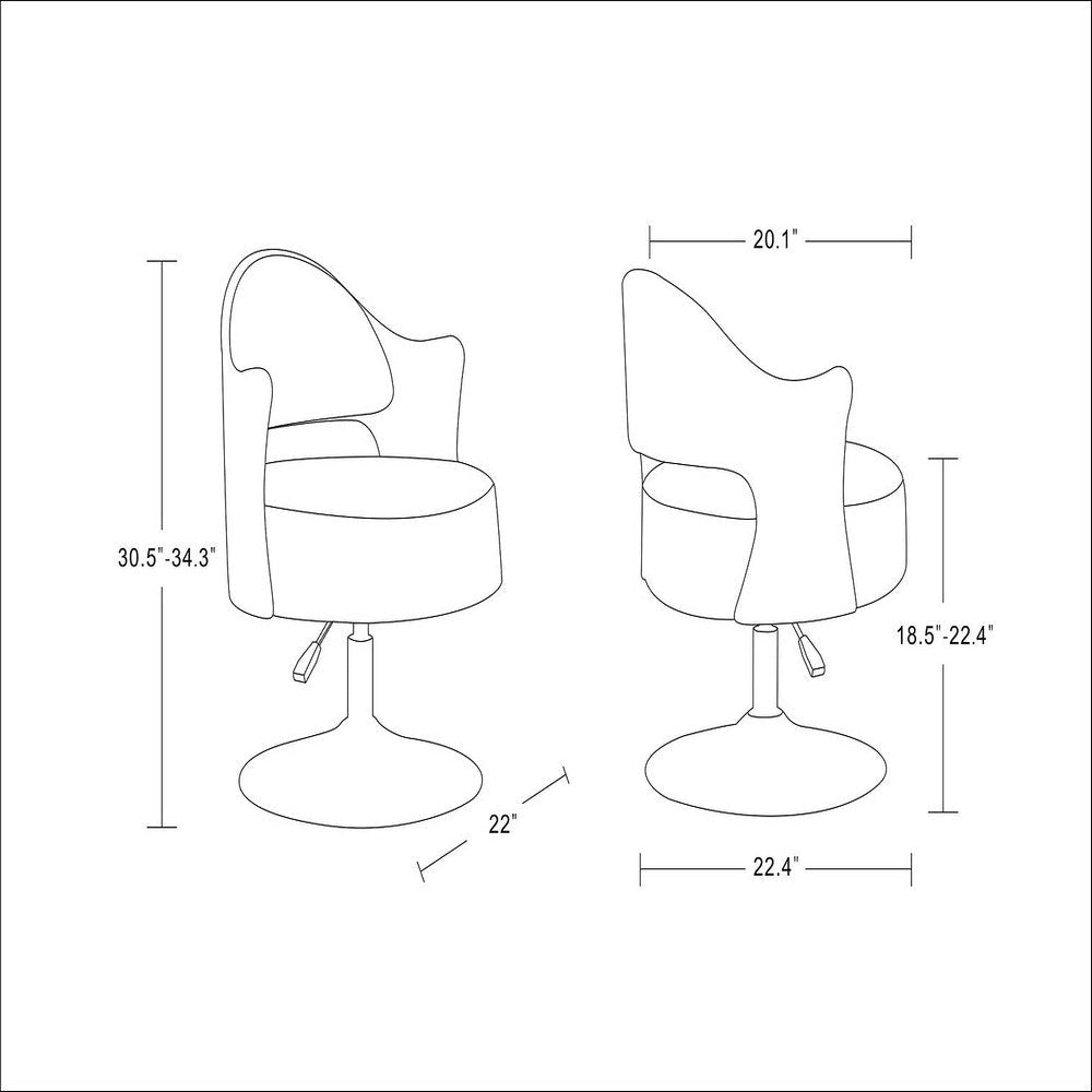 Bopper White and Polished Chrome Faux Leather Adjustable Height Swivel Accent Chair (Set of 2) MHC-2-AC033-WH